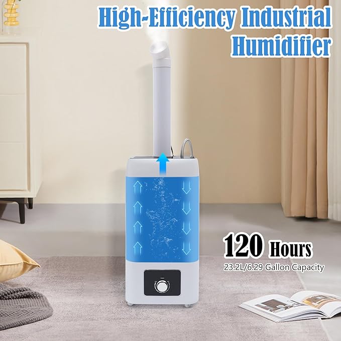 Commercial Humidifiers, Humidifiers for Large Room, 6.29Gal Whole House Humidifier for Home 2100ft², Large Ultrasonic Cool Mist Humidifier with Extension Tube for Home, Greenhouse, Office