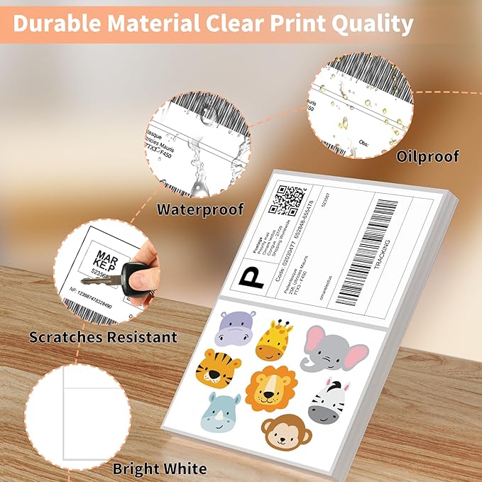 Half Sheet Self Adhesive Shipping Labels, 8.5" x 5.5" Address Labels Laser/Ink Jet White Blank Shipping Labels (2000 Sheets/4000)