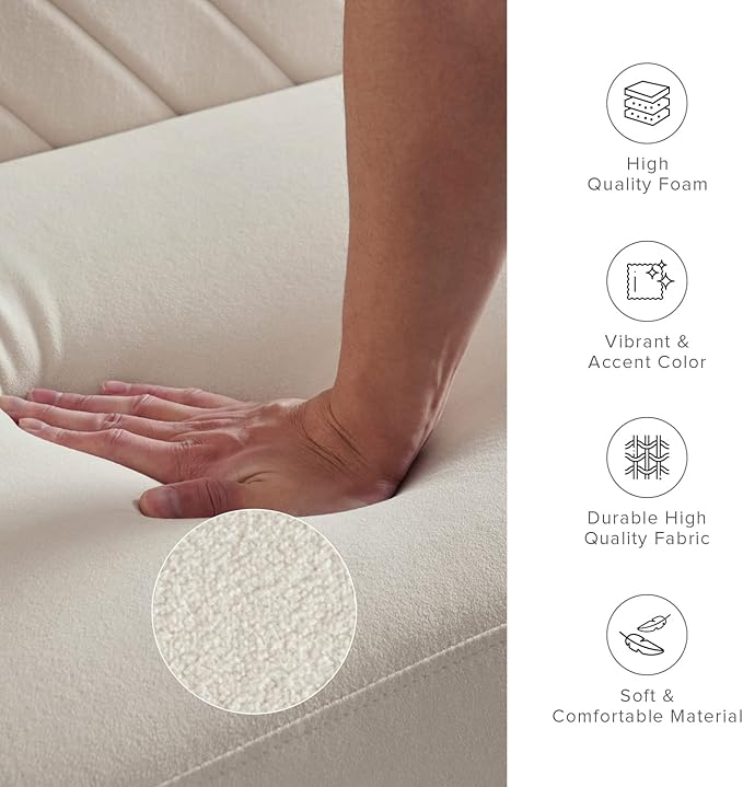 mopio 76.8" Futon Sofa Bed, Small Couch, Sleeper, Loveseat, Mid Century Modern Futon Couch, Sofa Cama, Couches for Living Room (Snow Velvet)