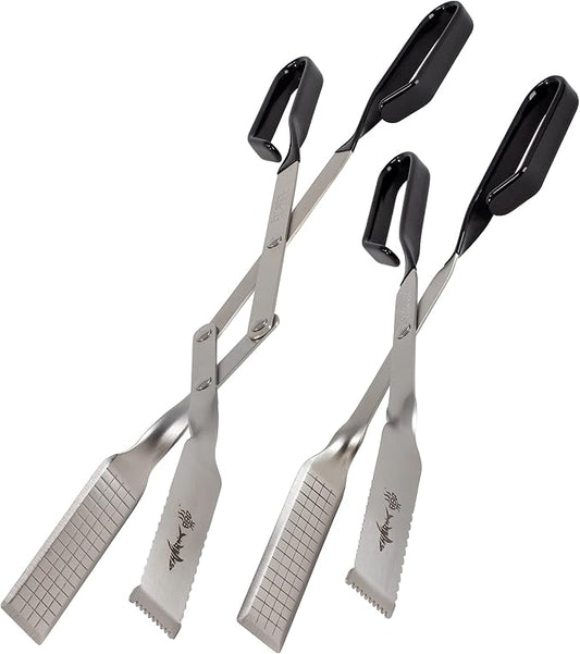 2-Pack, Great Value - 17" & 13" Professional Kitchen and Outdoor Grilling Utensil Set, by Shark BBQ Grill Tongs -(Black)