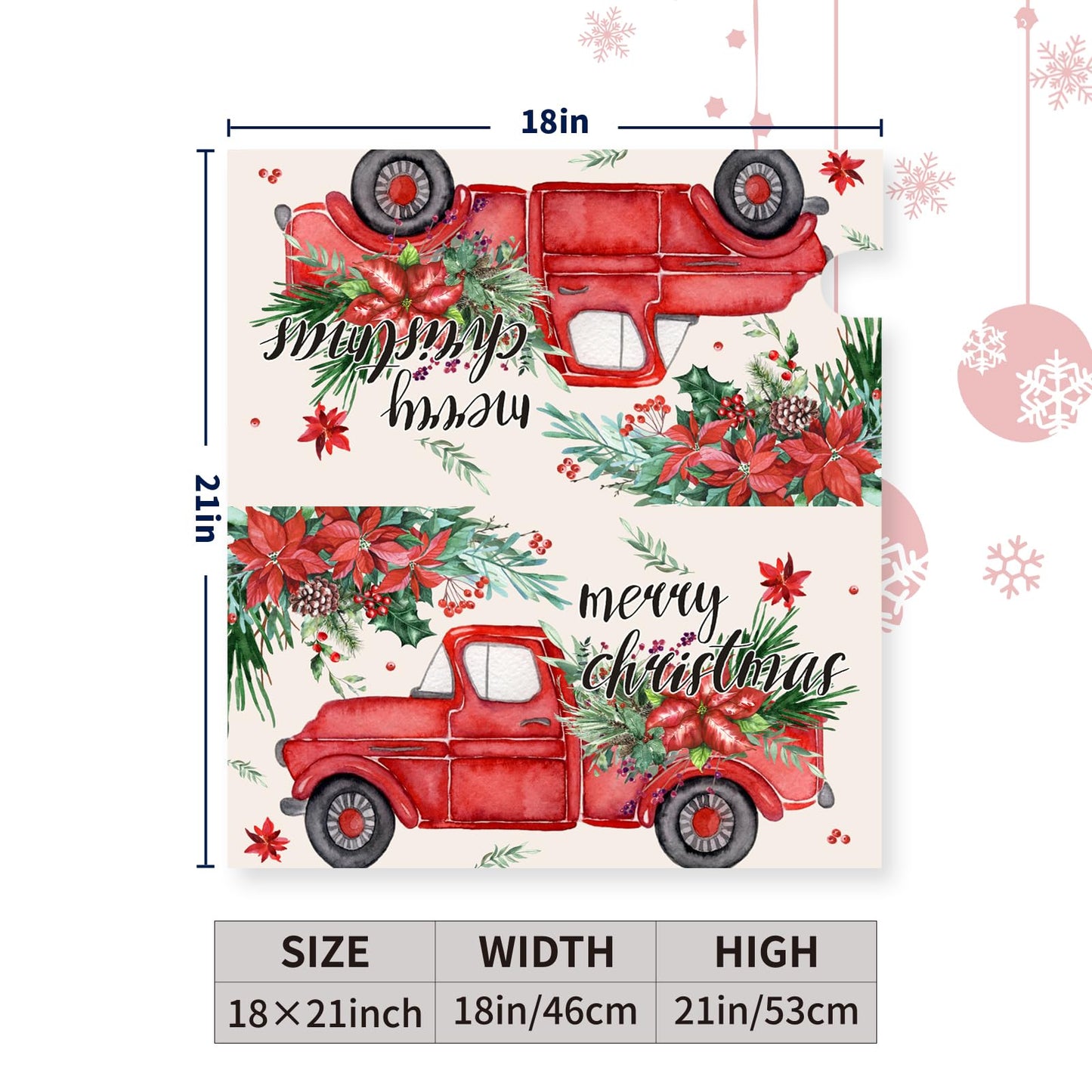 Dacawin Christmas Red Truck Mailbox Covers Magnetic 21x18 Inches Standard Size Xmas Winter Mailbox Cover Post Letter Box Wraps for Outside Garden Yard Outdoor Christmas Decorations
