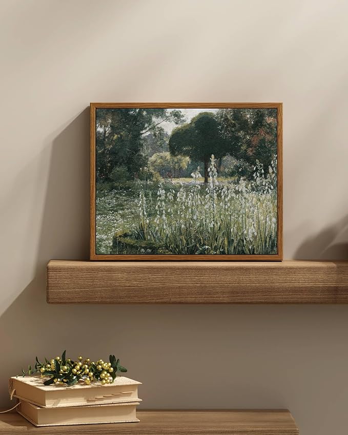 InSimSea Framed Canvas Wall Art Vintage Decor, Landscape Wall Art, Wall Art for Living Room, Summer Hyacinths Vintage Prints Wall Decorations for Living Room Bedroom Office, 9"x11"