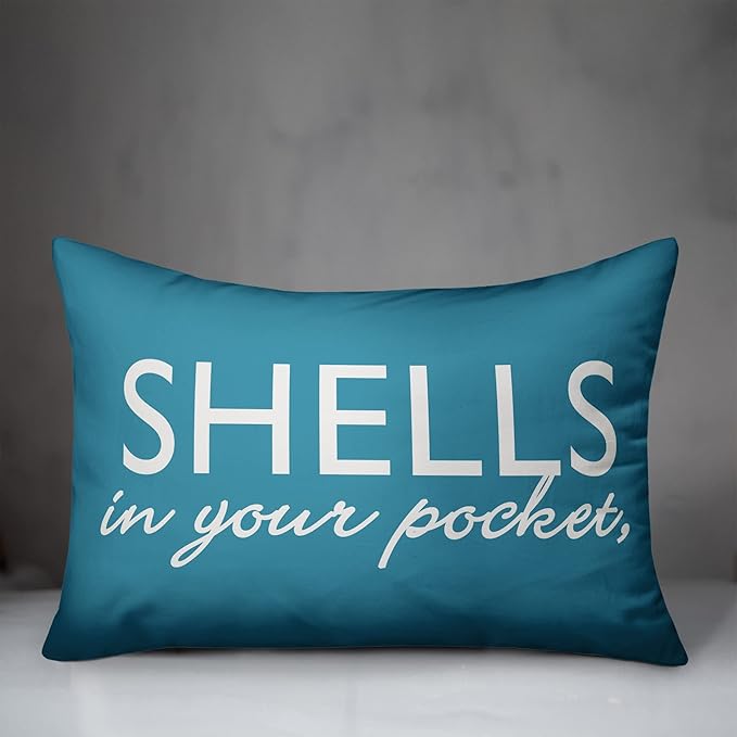 Sand in Your Toes Indoor/Outdoor Pillow | Decorative Pillows for Living Room Couch Bed Sofa Patio, Fluffy Soft Cushion | Water Resistant Blue, 14x20