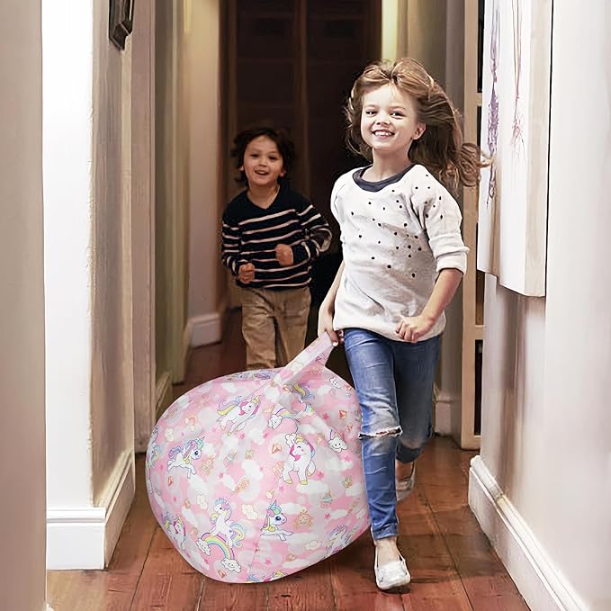 Bean Bag Chair for Kids Stuffed Animal Storage Beanbag Chairs,Toddler Toy Storage Organizer for Girls and Boys,Large 32'' Cover Only（No Filling)