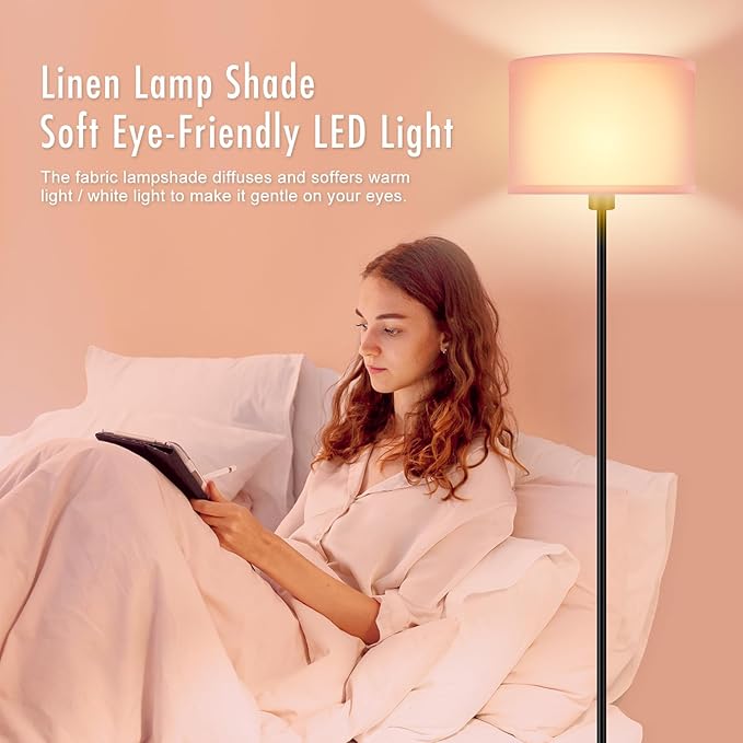 Floor Lamp Pink, Standing Lamp, 58" Tall Stand Up Light with Lampshade, Foot Pedal Switch, Modern Bright Floor Lamps for Living Room/Bedroom/Kids Room, Pink Lamp for Girls' Gift(E26 Base, NO Bulb)