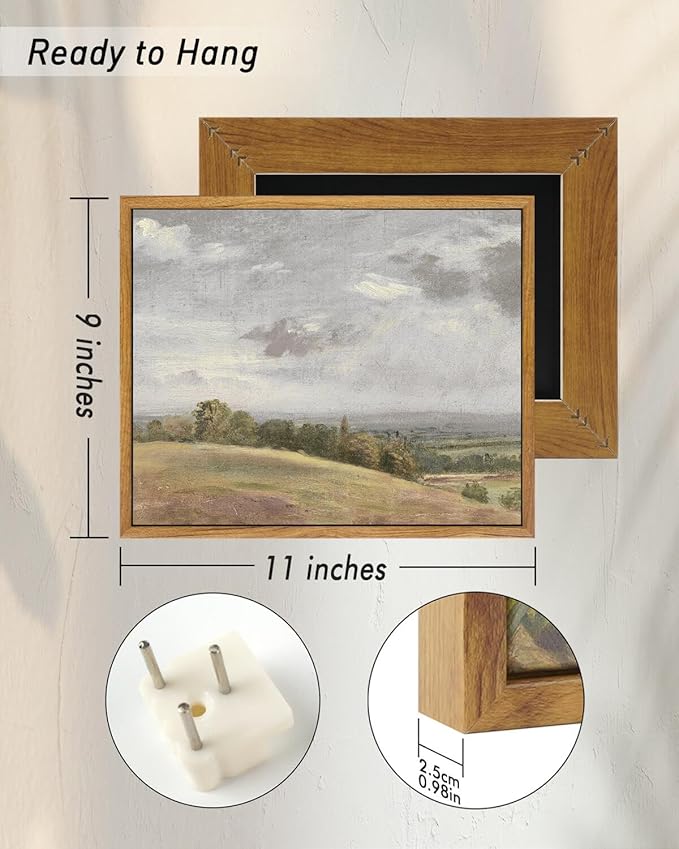 InSimSea Framed Canvas Wall Art Vintage Decor, Landscape Canvas Wall Art, Farmhouse Wall Art for Living Room, Rolling Hills Wall Painting Pictures for Bedroom Wall Decor, 9"x11"