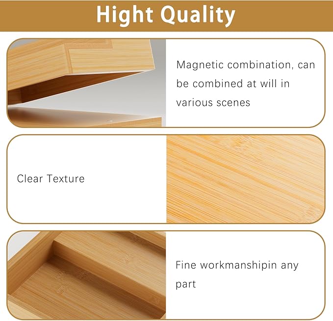 Spice Rack, Bamboo Spice Rack Kitchen Cabinet Organizer Expandable - Bamboo 4 Tier Figurine Display Shelf, Adjustable Magnetic 4 Tier Spice Racks, Brown