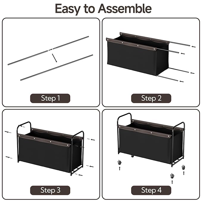 StorageWorks Toy Chest Storage with Wheels, Extra Large Kids Toy Box, Toy Storage Organizer, Metal Toybox for Bedroom, Living Room Area, Kids Room, 135L, Black