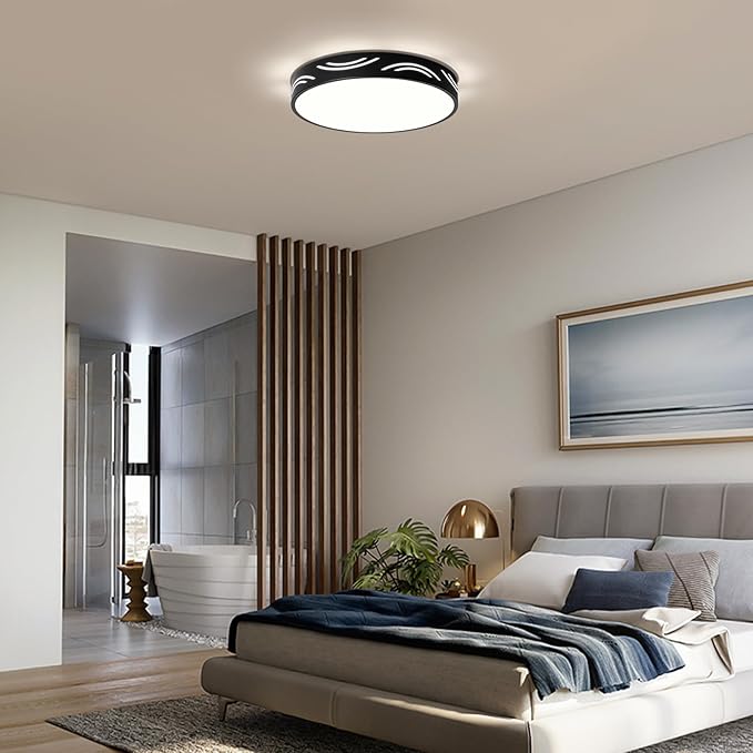 Modern Dimmable Ceiling Light Fixture,5CCT in One LED Flush Mount Kitchen Lights,Round Close to Ceiling Lamp for Bedroom Living Room Hallway Entryway Laundry Room Bathroom(Black,15.75 in,ETL Listed)