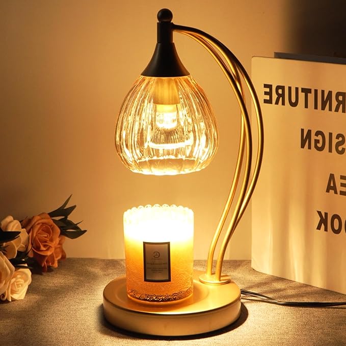 Candle Warmer Lamp, Electric Candle Warmer with Timer Dimmer - Candle Lamp Warmer for Scented Jar Candles - Candle Lamp for Housewarming Gifts New Home Decor (Amber Color)