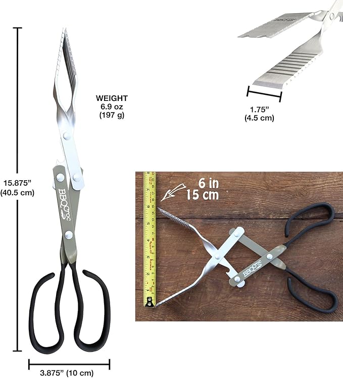 BBQ Croc 3-in-1 Barbecue Tool 15-inch - Pack of 2 - Extra Light Tongs, Spatula and Grill Scraper (Green) (15 inch Without Flashlight)