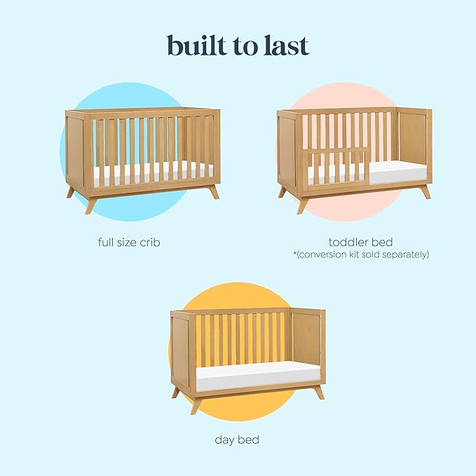 DaVinci Otto 3-in-1 Convertible Baby Crib - GREENGUARD Gold Certified Wooden Convertible Crib to Toddler Bed & Daybed - Baby Bed with 4 Adjustable Mattress Heights & Easy to Assemble - Honey