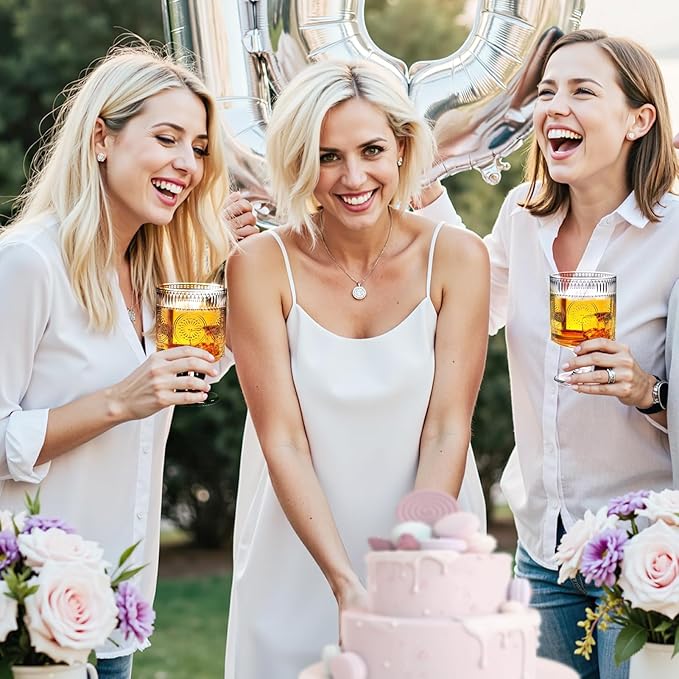 6 Packs Vintage Goblet Glasses Handcrafted Art Deco Crystal Goblets 8 oz Wine Glasses Drinking Goblets Bar Tumbler Glassware for Iced Tea, Wine, Beer, Juice, Cocktail, Whiskey