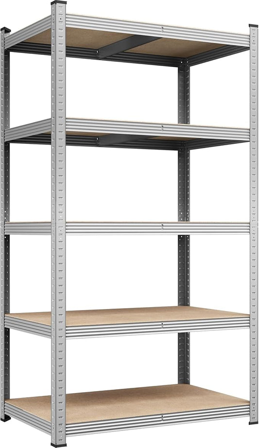 Yaheetech Standing Shelf Units, 5 Tier Storage Shelf, Heavy Duty Shelving, Adjustable Garage Shelves, Utility Rack Shelf Unit, Basement Warehouse Shed, 35.5" Wx 16" D x 71" H - Silver
