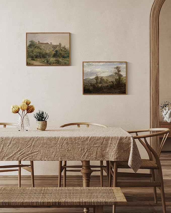 InSimSea Framed Canvas Wall Art Vintage Decor, Home Decor Classical Scenery Landscape Watercolor Paintings Canvas Prints, Wall Decorations for Living Room Farmhouse Bathroom Decor, 12"x16"