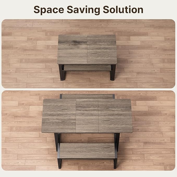 Gizoon 63” Kitchen Table Sets with 2 Benches Extendable Dining Table Set for Small Spaces Dining Room Table 4 Set Chairs for Kitchen Apartment Outdoor and Home Office, Gray