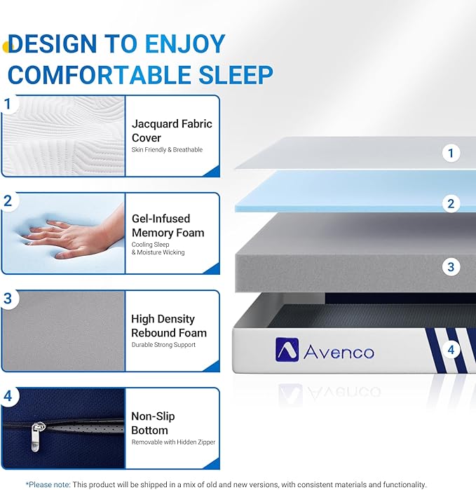 Avenco Folding Mattress Single, Trifold Mattress 4 Inch Memory Foam for Guest Room/Caravan/Camping/Travel, Portable with Removable Cover & Non-Slip Bottom