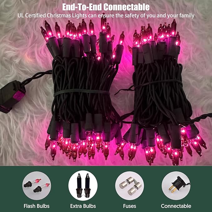 HISHINY Halloween String Lights 100 Count Incandescent Bulb Purple Halloween Lights with Black Wire for Outdoor Indoor Halloween Christmas Garland Party Festival Decor,UL Certified (21feet)