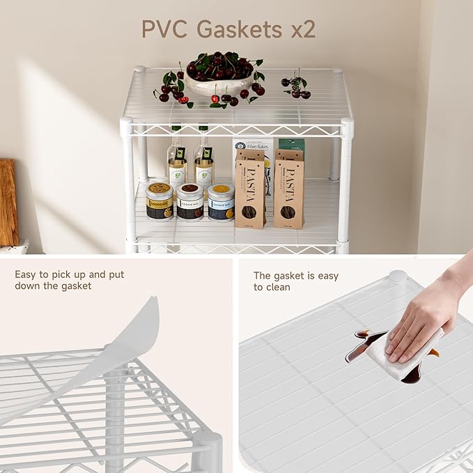 Small 5 Tier Shelves Storage Wire Shelving Unit Metal Shelf Adjustable Organizers Storage Shelving with Wheels for Bathroom Laundry Room Kitchen Pantry12”D x 18”W x 57.2”H White