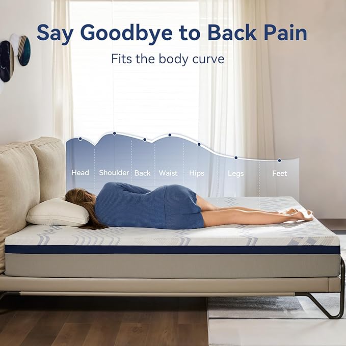 BedsPick 10 Inch Queen Gel Memory Foam Mattress in a Box, Medium-Firm Feel for Back Pain Relief, Fiberglass Free, Motion Isolation, CertiPUR-US Certified