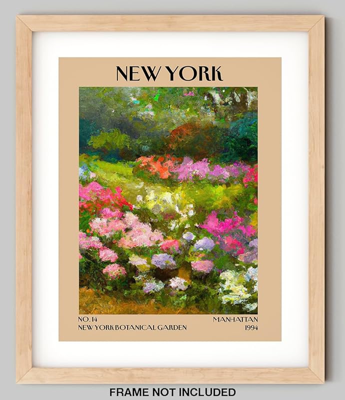 Retro Vintage New York Wall Art Print - 11x14 Unframed Poster - New York City Souvenirs, Cute Trendy Colorful Wall Decor (New York Botanical Garden, 11x14")