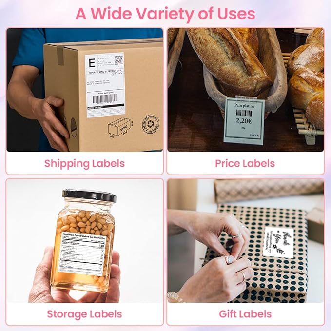 Phomemo Bluetooth Thermal Label Printer, 241BT 4X6 Wireless Shipping Labels Printer for Small Business, Pink Label Printers for Shipping Package, Compatible with iPhone, Android, Amazon, Shopify, USPS
