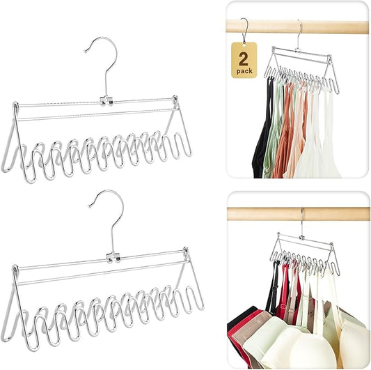 HOUSE DAY Closet Organizers and Storage, Tank Top Hangers, Rotatable Bra Organzier for Closet, Max 48 Storage Capacity Sport Bra Holder, Metal Space Saving Hanger 2 Pack - Dorm Room Essentials