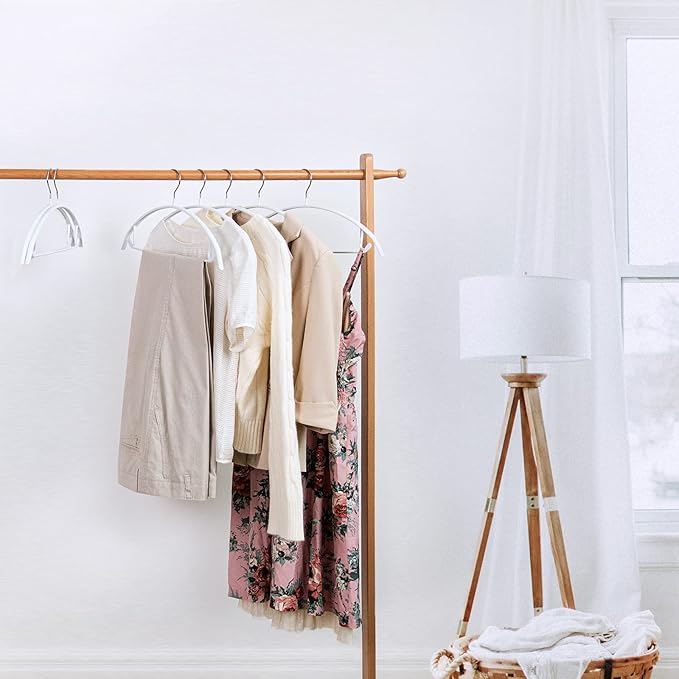 Nature Smile Non Slip PVC Coating Sweater Hangers,Dress Suit Coat Hangers,Shoulder Bump Free Golf T Shirts Clothes Hangers (White Color 20 Pack)