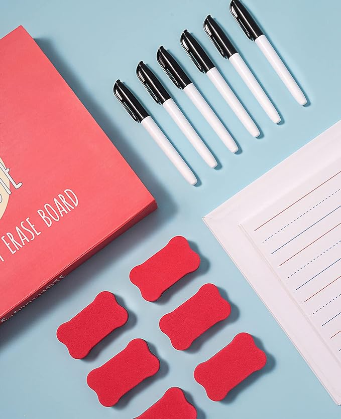 GAMENOTE White Board Dry Erase, Small Magnetic Lined White Board Set, Double Sided Magnet Ruled Lap Boards Whiteboard for Kids and Student Learning Homeschool Classroom, 9x12 Inches (Pack of 6)