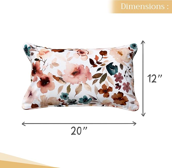 Maison d' Hermine Decorative Pillow Covers 12x20 Inch Rectangle 100% Cotton Throw pillow Covers with invisible Zipper Cushion Case for Living Room Couch, Chair, Sofas, Bedroom, Home (Blossom - Florie)