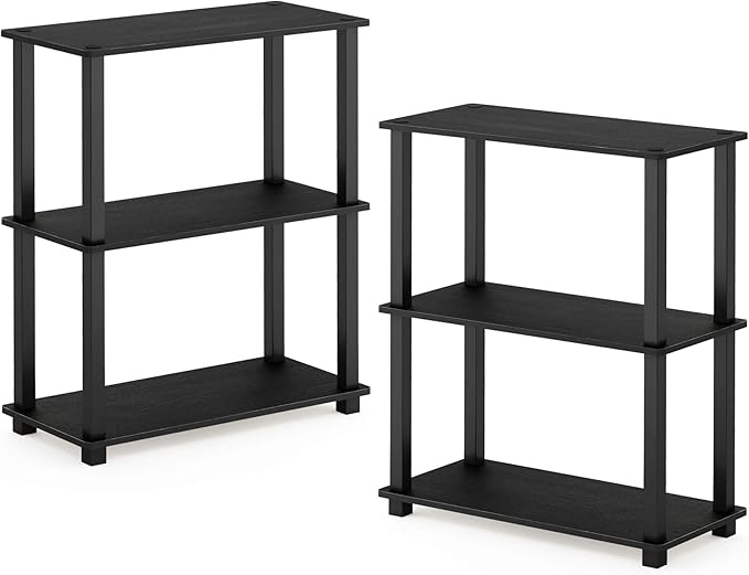 Furinno Turn-S-Tube 3-Tier Compact Multipurpose Shelf 2-Pack Americano/Black