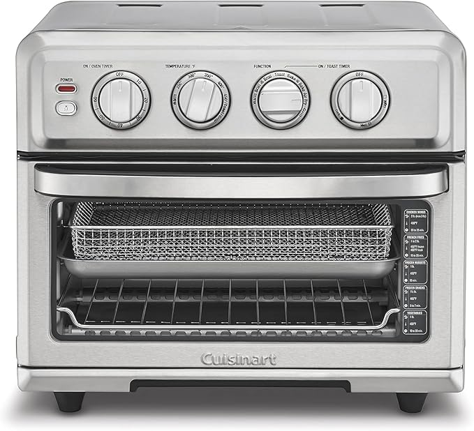 Cuisinart Air Fryer Toaster Oven with Grill, 1800W 8-1 Air Fryer Oven with Bake, Convection Bake, Grill, Broil and Warm Options, Large Capacity, 60-Minute Timer, TOA-70, Stainless Steel