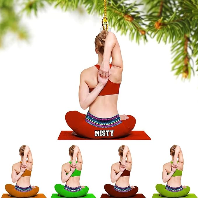 Noni Personalized Yoga Ornament, Custom Name Acrylic Christmas Decoration, Custom Name Mat Decor, Gift for Coach, New Yogi