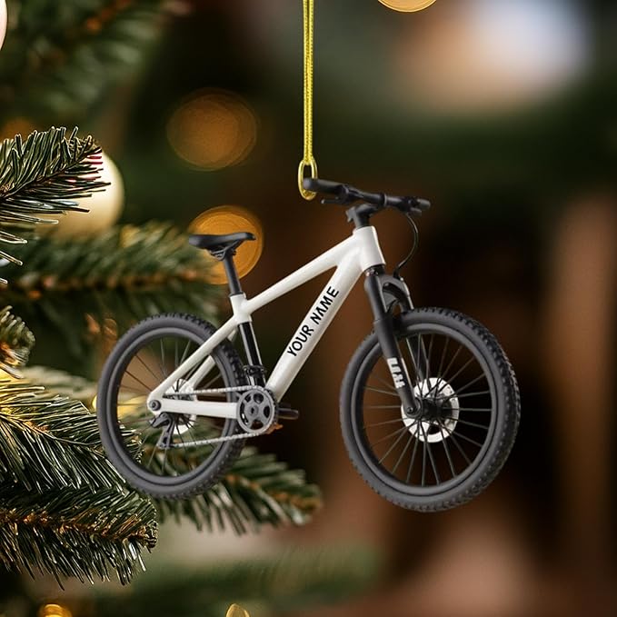 UrbanNEST Personalized Mountain Bike Christmas Ornament, Bicycle Ornaments for Christmas Tree, Mountain Bike Ornament, Bicycle Ornaments, Biker Girl Gifts, Gifts for Cyclist, Xmas Decorations