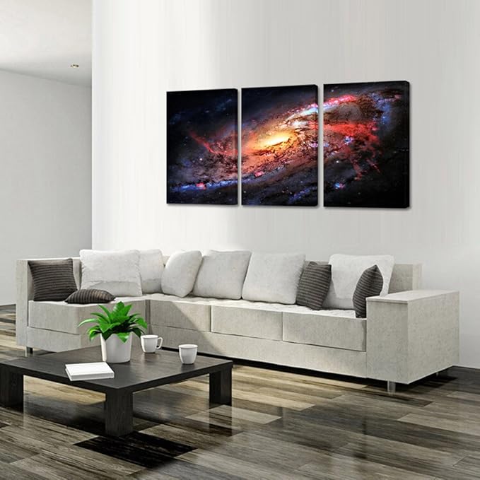 KREATIVE ARTS - Space and Universe Stretched Canvas Print - Space Landscape Paintings Wall Art Decor Universe Galaxy Stars 3 Piece Picture Print on Canvas for Modern Home Decoration Ready to Hang
