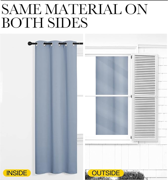 NICETOWN Vintage Blue Blackout Curtains 45 inches Length for Cafe, 2 Panels, 34" Wide, Thermal Insulated Decoration Drapes for Small Window