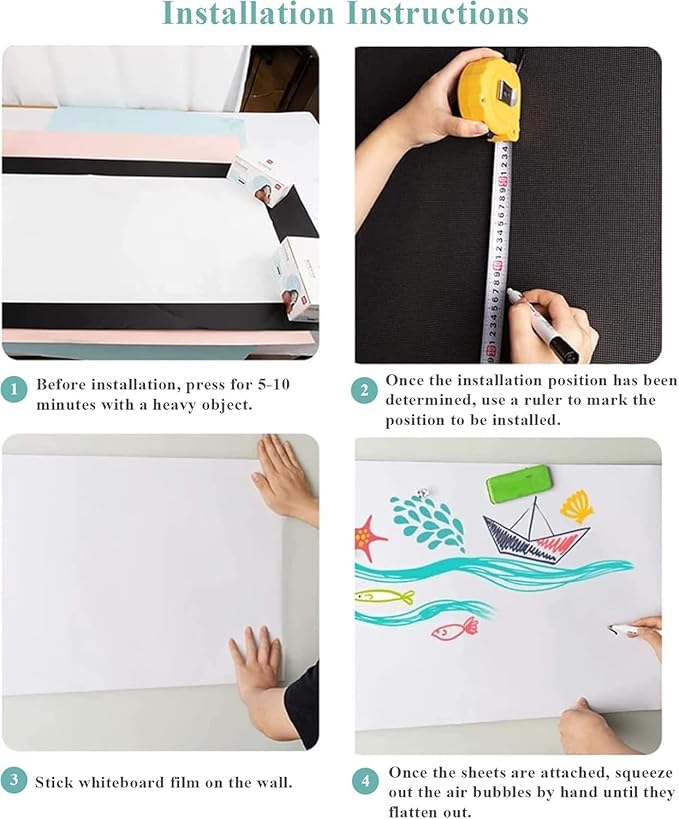 Magnetic Dry Erase Whiteboard Paper, 40" x 30" Adhesive White Board Roll for Wall, Easy to Write and Clean Dry Erase Magnetic Board for Kids, Office, Home, with Marker, Eraser and Magnets