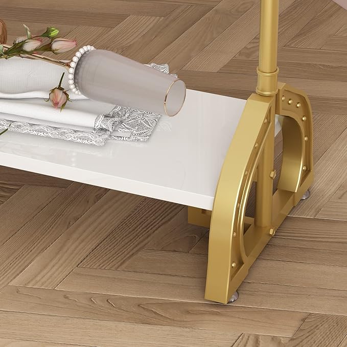 Gold Clothing Rack, Boutique Gold Clothes Racks with Shelf for Display, Heavy Duty Garment Rack for Retail Use (47.24L)