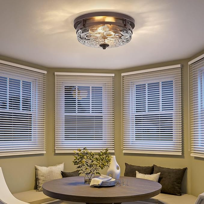 Flush Mount Ceiling Lights, 1 Pack Farmhouse Close to Ceiling Light, Entrance Ceiling Light Industrial Ceiling Lighting Fixture for Kitchen Hallway Living Room Stairwell (Oil Rubbed Bronze)