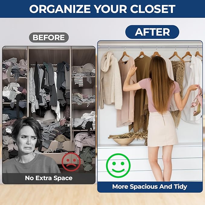 Mavivegue Closet Rod, 17 to 57 Inch Adjustable Closet Rods for Hanging Clothes, Silver Hanging Rod for Closet Wardrobes Laundry RV, Bathroom