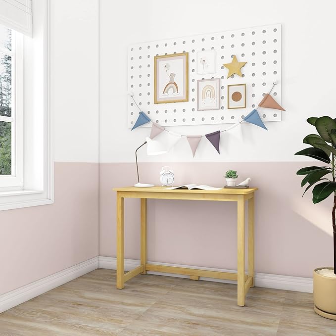 Max & Lily Solid Wood Desk, 40 Inches, Natural