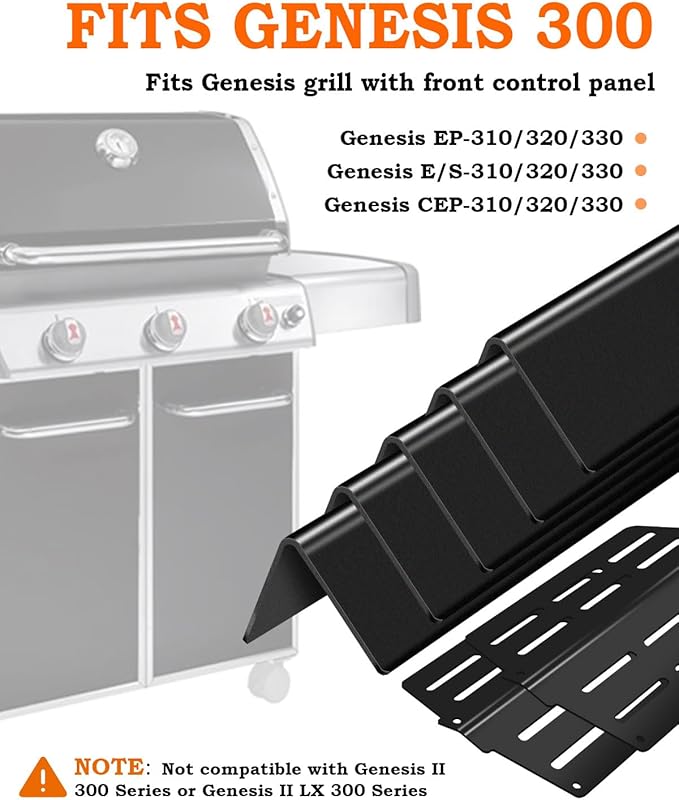 7620 7622 Flavorizer Bars 17.5 inch and Heat Deflector for Weber Genesis Grill Parts Genesis 300 320 330 S310 E310 Grill Parts with Front Control, Grill Replacement Parts for Weber 7621 65505