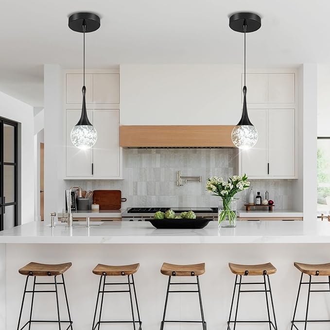 Flashing God Black 1 Light Crystal Pendant Lighting K9 Crystal Globe Pendant Chandeliers Crystal Bubble Chandeliers Kitchen Island Pendant Lighting Dimming LED 2700k 4500k 6000k