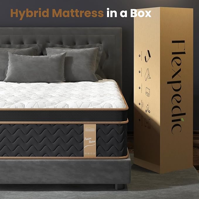 Twin Mattress 12 Inch, Cooling Hybrid Bed in a Box, Individual Pocket Springs, Motion Isolation, Targeted Hip/Shoulder/Lumbar Support, Fiberglass-Free, Ergonomic Zones, 365-Night Trial, CertiPUR-US
