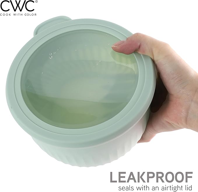 COOK WITH COLOR Prep Bowls with Lids- Wide and Deep Nesting Plastic Small Mixing Bowl Set with Lids, 8 Piece Set - Deep Bowls, Sage