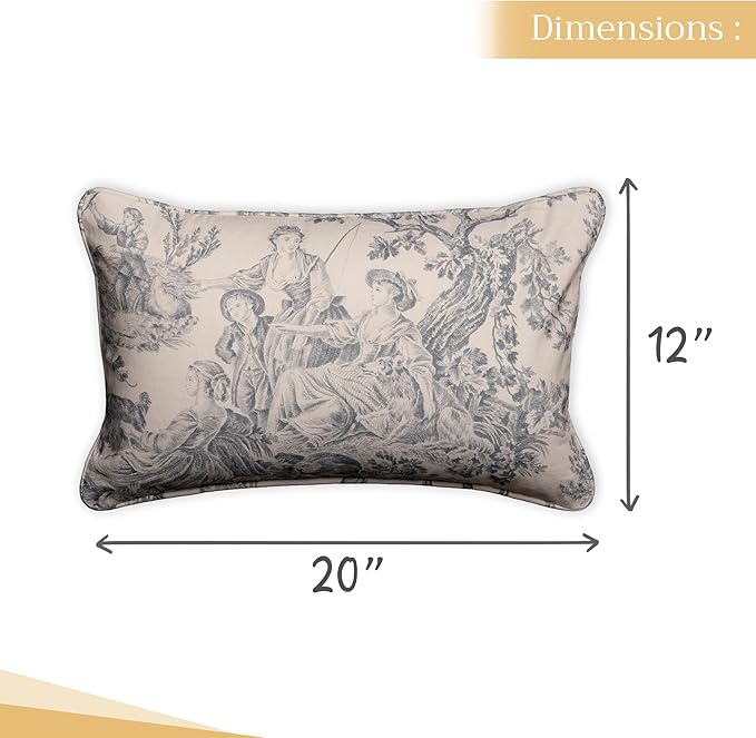 Maison d' Hermine Decorative Pillow Covers 12x20 Inch Rectangle 100% Cotton Throw Pillow Covers with Invisible Zipper for Living Room Couch, Chair, Sofas, Bedroom, Home (The Miller - Paloma Grey)