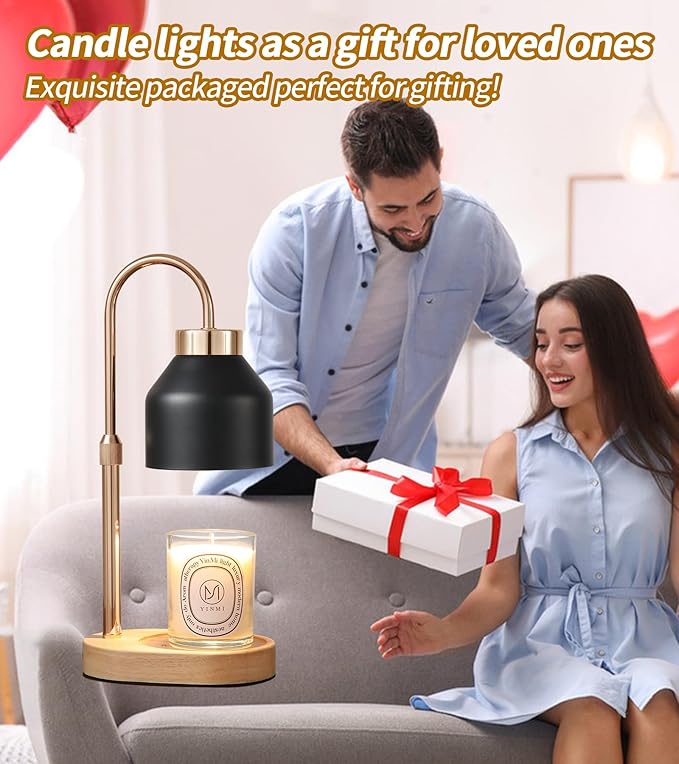 Candle Warmer Lamp with Dimmer and Timer,Home Decor Lamp for Scented Jar,Electric Wax Melt Warmer,Mother's Day/Birthday/Christmas Gifts for Mom/Wife,Adjustable Height,with 2 Bulbs