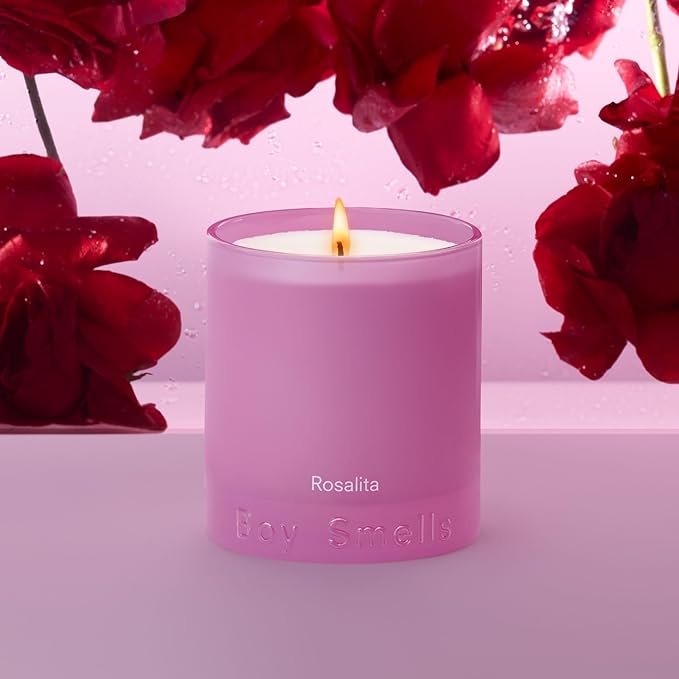 Boy Smells Rosalita Rose Scented Candle - 8.5 oz - Luxury Candle with Leather and Tangerine - Up to 50-Hour Burn - Cotton Wick