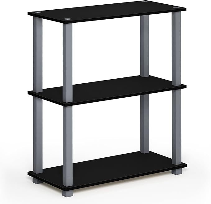 Furinno Turn-S-Tube 3-Tier Compact Multipurpose Shelf 2-Pack, Black/Grey