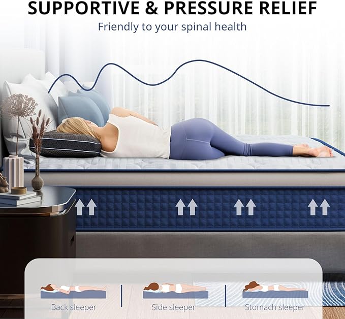 King Size Mattress 12 Inch Hybrid Mattress in a Box, Medium Firmness, Foam and Individual Pocket Springs for Motion Isolation & Pressure Relief, CertiPUR-US Certified, 76" x 80"